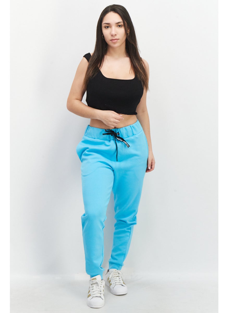 STEVE MADDEN - بنطال رياضي نسائي بقصّة عادية وشعار العلامة التجارية، أزرق سماوي - Image 1