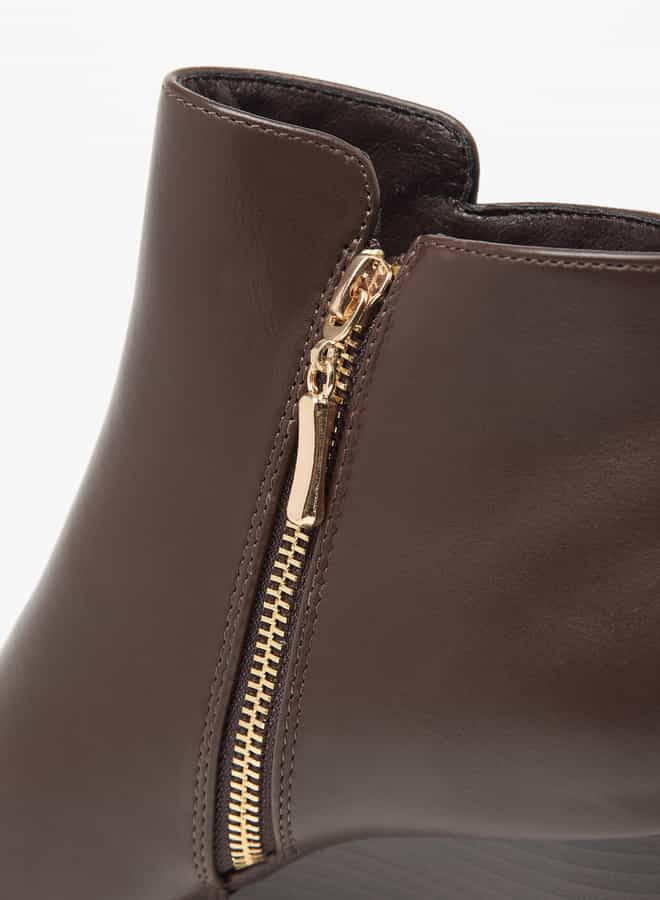 Flora Bella By Shoexpress Women Solid Ankle Boots with Zip Closure and Wedge Heels  - Image 5