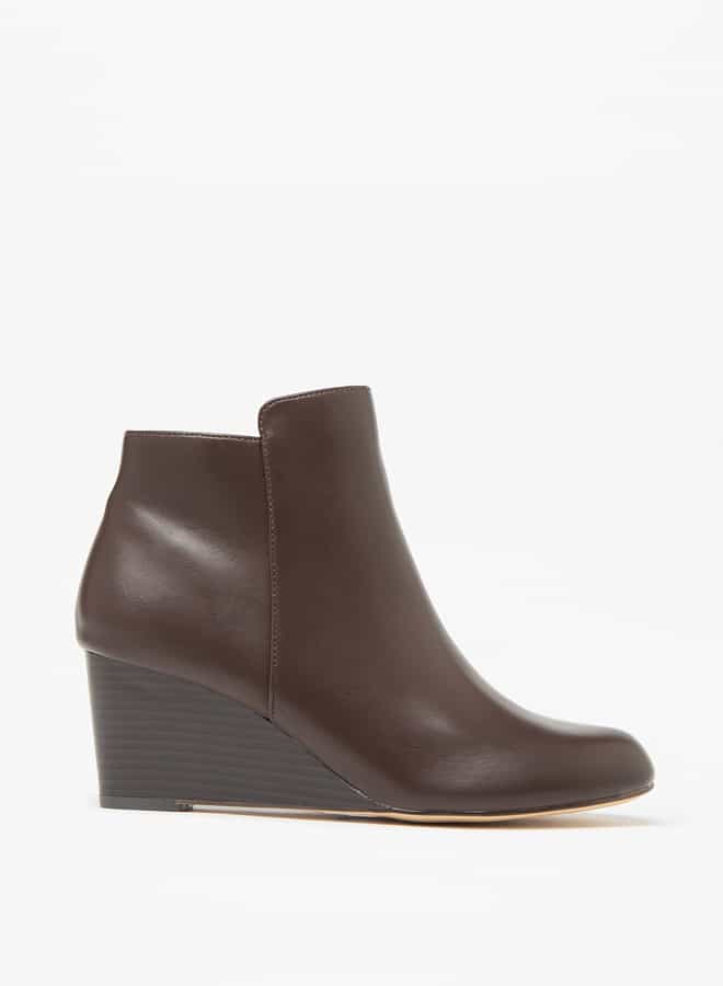 Flora Bella By Shoexpress Women Solid Ankle Boots with Zip Closure and Wedge Heels  - Image 3