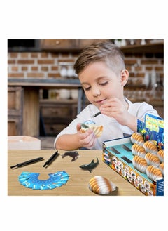 Y&D Archaeological excavation toys 12 Different Fossil/Eggs with Excavation Kits， Educational Science Gifts for Kids Party Archaeology Paleontology Toy (Ocean fossils)  - Image 2