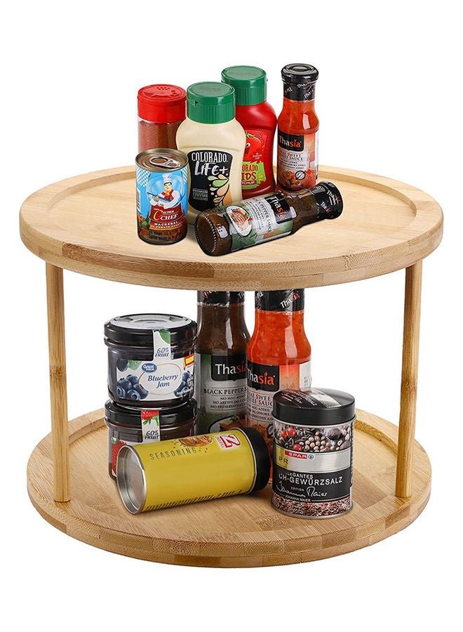 إسكدنيا حامل توابل خشبي مكون من طبقتين بني 30x18سم - Image 1