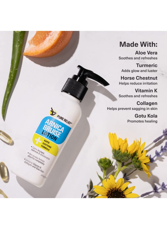 Pure Relief - Pure Relief Arnica Cream Bruise Relief Lotion For Bruising And Swelling On Skin | Bruise Cream Extra Strength Vitamin K Cream | Moisturizing Arnica Bruise Formula Skin Care Gel W/Collagen, 4 Fl Oz - Image 1