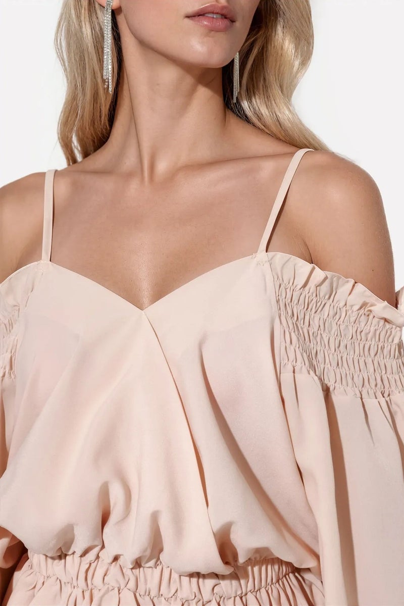 Jennyfer Crop Satin Blouse With Flounce Trim - Image 4