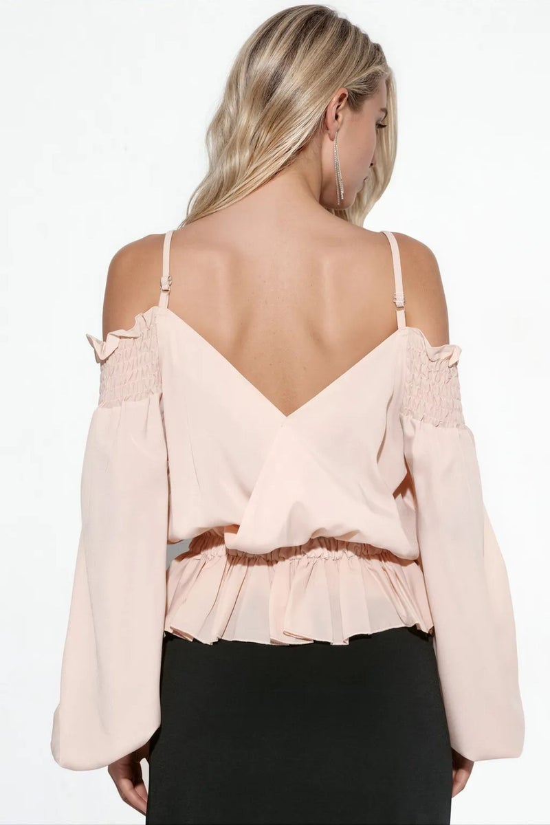 Jennyfer Crop Satin Blouse With Flounce Trim - Image 3