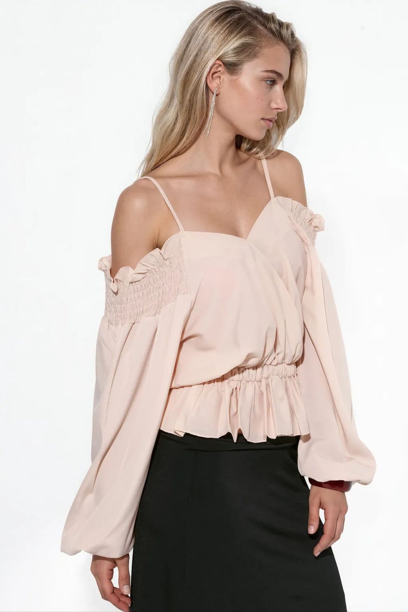 Jennyfer Crop Satin Blouse With Flounce Trim - Image 2