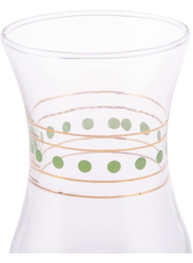 AKDC 4Pcs Tea Glass Set L(6CM) XW(6CM) XH(9CM) Transparent with green dots - Image 2
