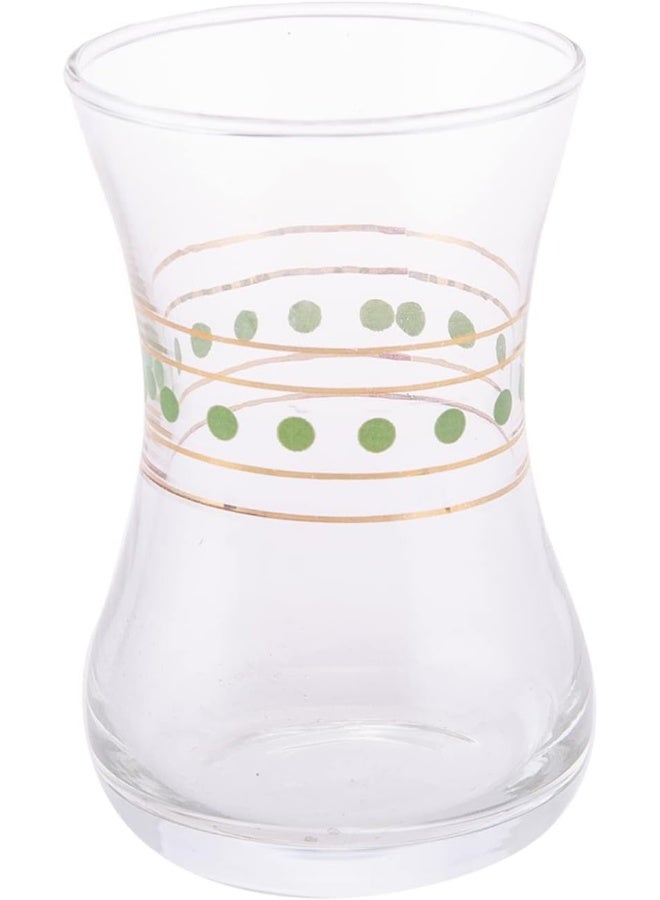 AKDC 4Pcs Tea Glass Set L(6CM) XW(6CM) XH(9CM) Transparent with green dots - Image 3