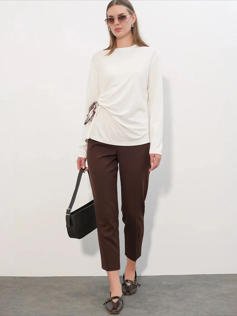 بيغ دارت BDART Women's Long-sleeved Crew Neck Top With Tie Detail
