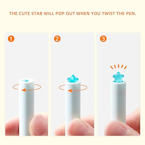Kaco FIRST Gel Pens Cute Stationery Black Ink 2 Pieces with Extra 4 Refills, 0.5 mm Fine Point, Aesthetic Cute Star Pens for Journaling - Image 2