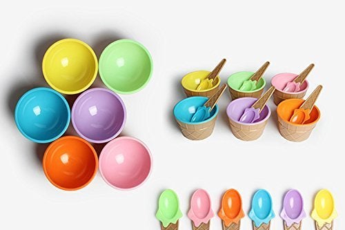 Chavda Set of 6 Unbreakable Plastic Ice Cream Cup with Spoon BPA Free Plastic Multicolor - Image 2