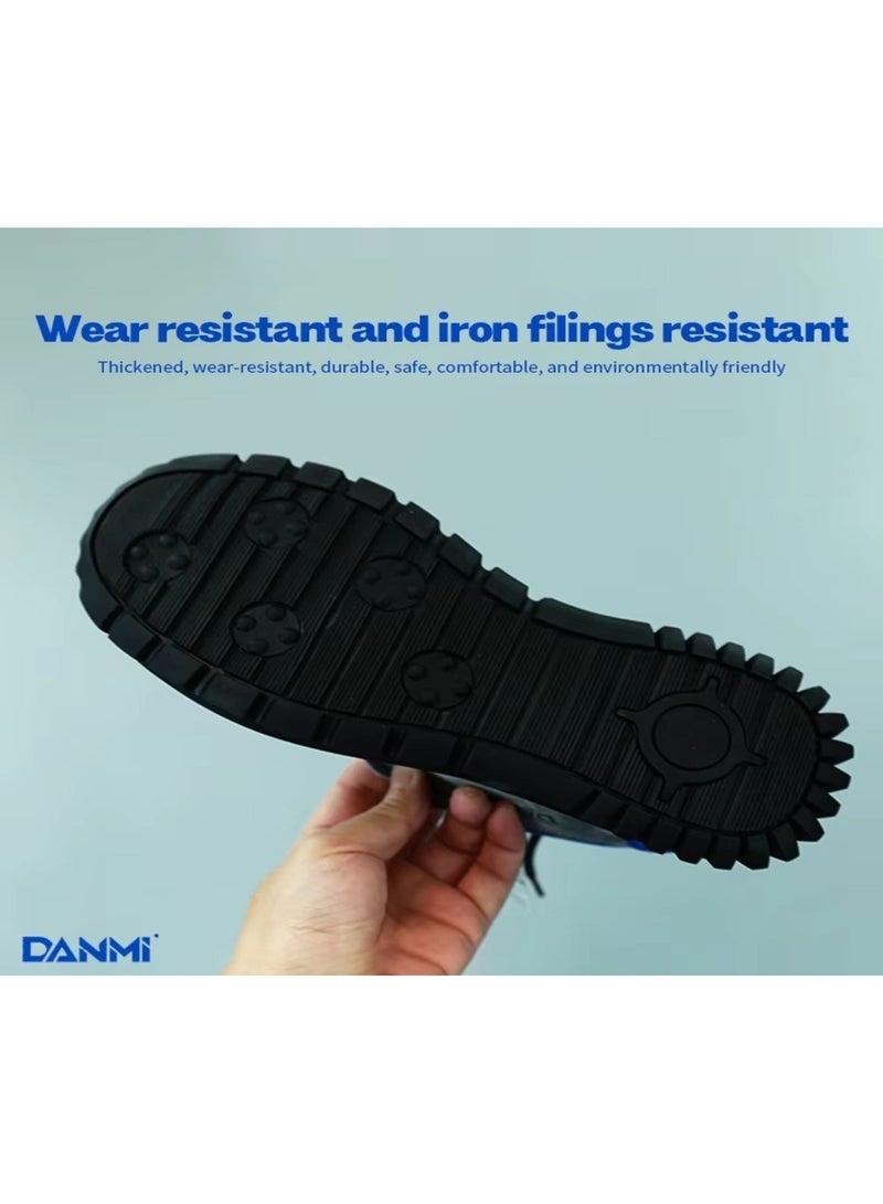 DANMI DANMI Industrial Safety Shoes – Size 44 – Breathable Mesh Lining, Anti-Slip Rubber Sole, Wide Steel Toe Cap, Kevlar Puncture-Resistant Sole – Grey & Blue  - Image 3