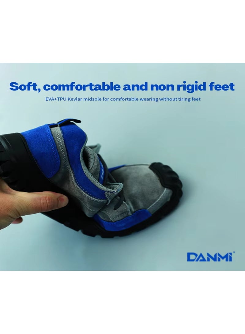 DANMI DANMI Industrial Safety Shoes – Size 44 – Breathable Mesh Lining, Anti-Slip Rubber Sole, Wide Steel Toe Cap, Kevlar Puncture-Resistant Sole – Grey & Blue  - Image 4