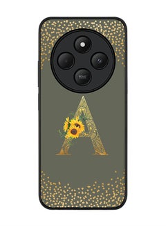 For Xiaomi Poco C75 Case,Slim fit Camera Protection, Shockproof Thin Phone cover - Custom Floral Monogram - A (Olive Green )