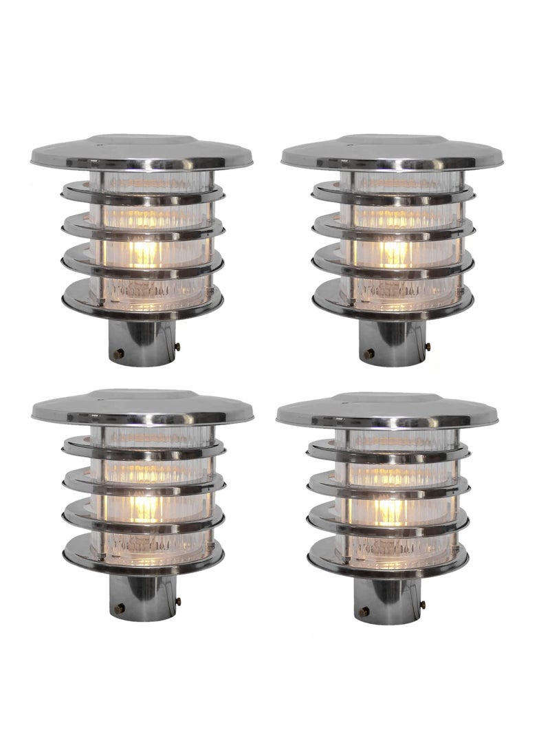 LEGEEN LEGEEN Light Stainless Steel Round Outdoor Gate Light Pole Landscape Outdoor Gate Lamp Light for Home and Garden Bulb Not Included Pack of 4 