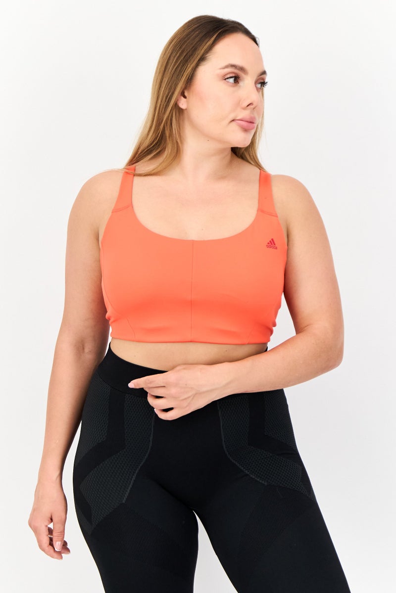 Adidas Women Padded Sports Bra, Orange - Image 1