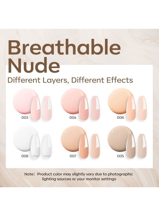 modelones Builder Gel for Nails, 6 Colors Gel Builder Nail Kit 8-in-One, Clear Pink Nude Nail Polish Daily Apex Building Strengthener Extension LED Nail Lamp Cured Color Base - Image 3