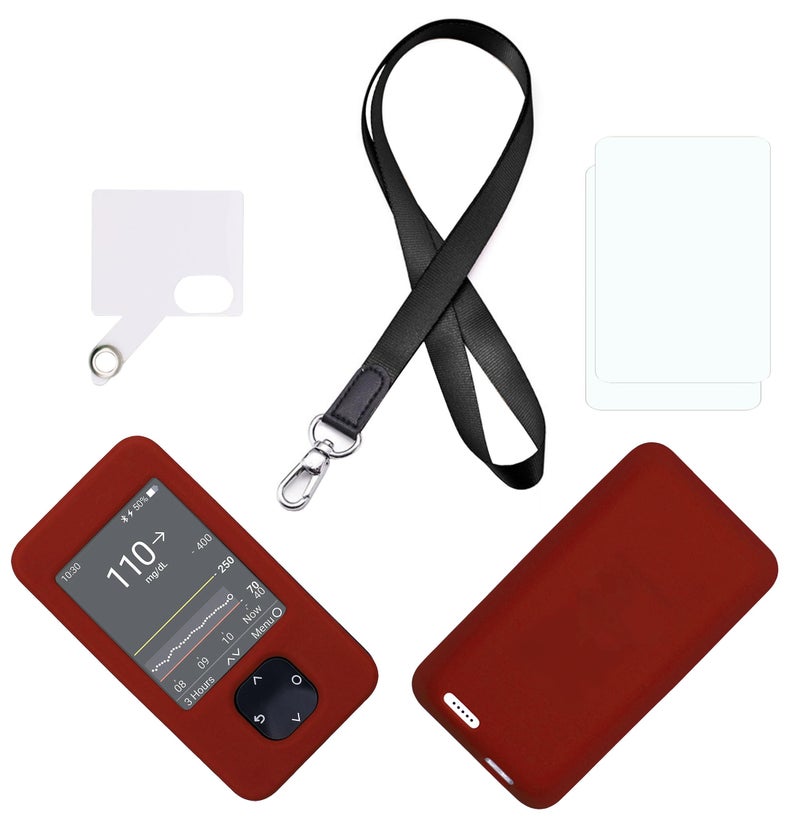 Silicone case for Dexcom G7 G6 Receiver Includes Lanyard Lanyard Patch Screen Protector red
