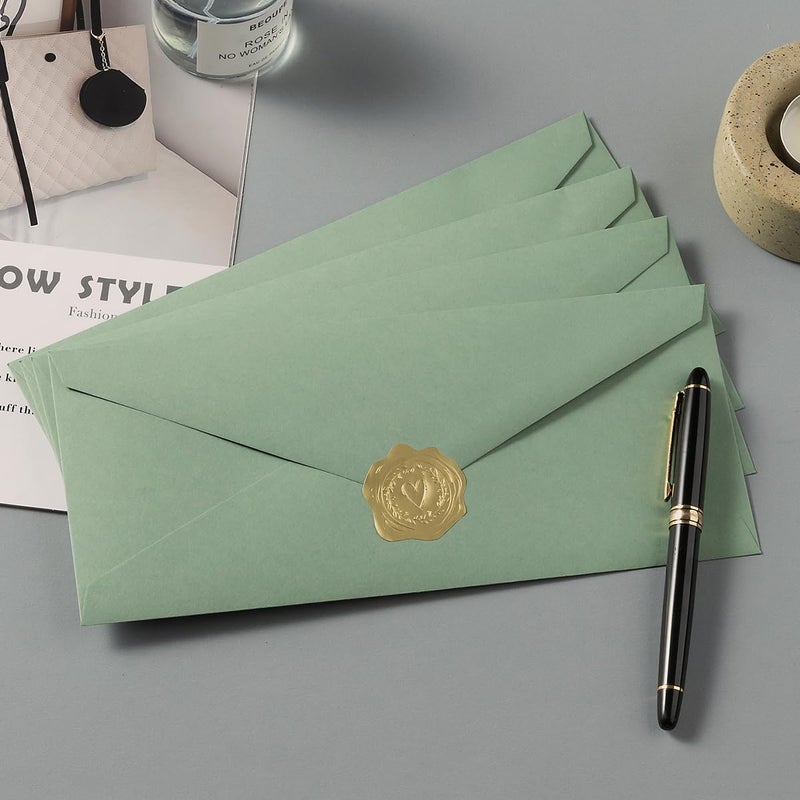 Toperd 50 Count #10 Business Envelope with Gold Stickers for Office, Business, Letter Mailing, 4.13 x 9.49 Inches (Sage Green) - Image 5