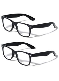 V.W.E. Vision World Eyewear 2 Pairs Deluxe Reading Glasses Comfortable Stylish Simple Readers Magnification (2 Black 2.00)  - Image 1