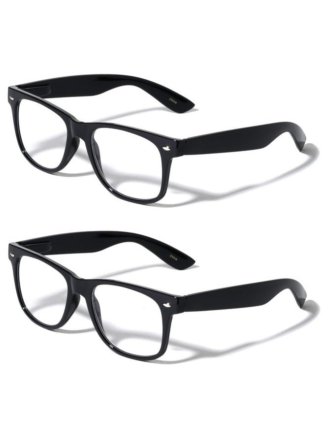 V.W.E. - Vision World Eyewear 2 Pairs Deluxe Reading Glasses Comfortable Stylish Simple Readers Magnification (2 Black 2.00) - Image 1
