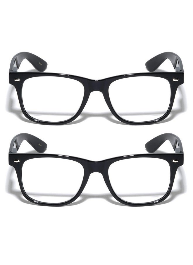 V.W.E. - Vision World Eyewear 2 Pairs Deluxe Reading Glasses Comfortable Stylish Simple Readers Magnification (2 Black 2.00) - Image 1