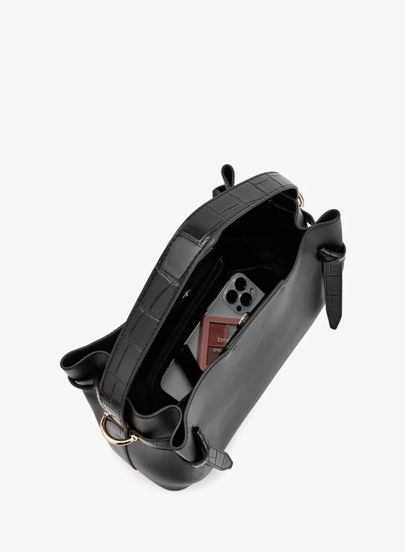 Flora Bella By Shoexpress BLACK Solid Tote Bag With Detachable Shoulder Strap for Women | Best Price UAE