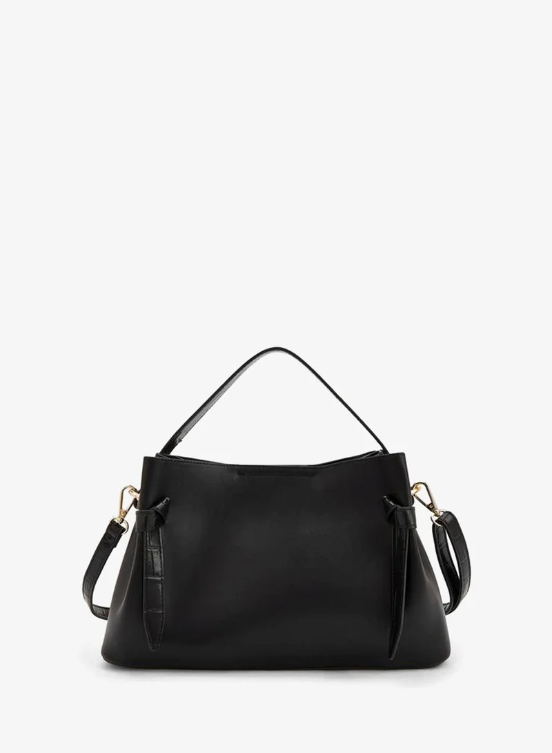 Flora Bella By Shoexpress BLACK Solid Tote Bag With Detachable Shoulder Strap for Women | Best Price UAE