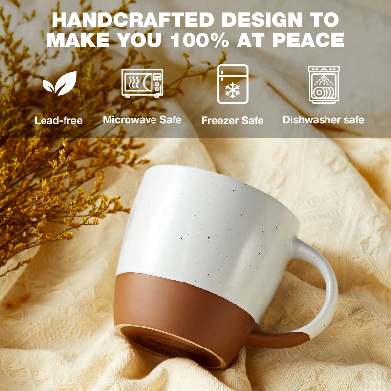 Gencywe Morandi Color Ceramic Coffee Mugs Set of 6 (Large),18 oz Coffee Cups with Handle, Latte Mug, Big Mug for Women, Men, Great for Tea Hot Chocolate, Microwave Safe, Modern, Unique Style for Any Kitchen - Image 5