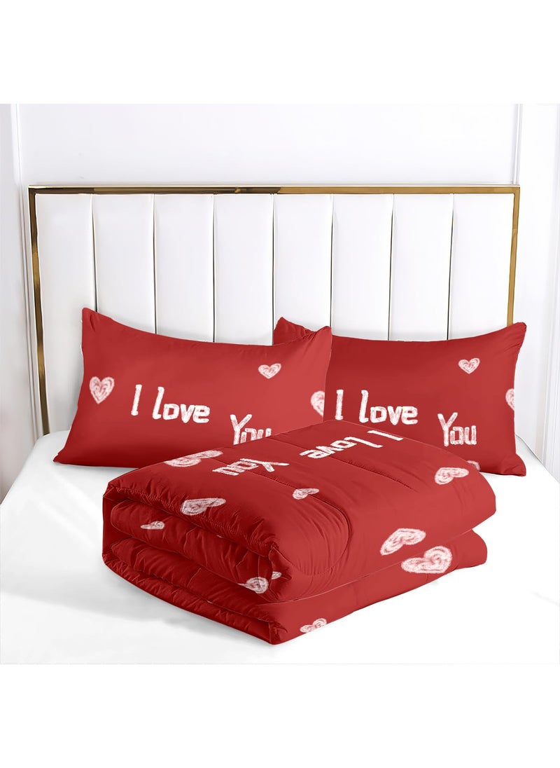 CCoutueChen CCoutueChen Red Love Comforter Set Queen Size Cute Heart Shaped Bedding Set Kawaii Love Heart Bedding Warmth Romantic Comforter for Teen Girls Women Soft Lightweight Down Alternative Comforter Sets  - Image 5