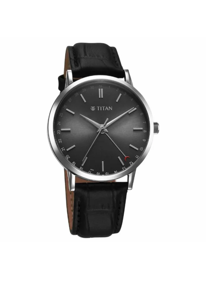 TITAN Titan Elegance Analog with Date by Hand and Dark Grey Dial Black Leather Strap Watch for Men 90202sl02