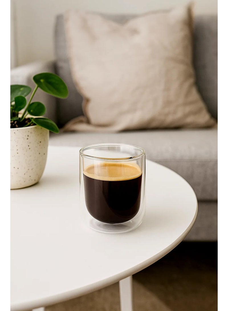 لوفت كوب إسبريسو زجاجي مزدوج الجدار - تصميم أنيق للاحتفاظ بالحرارة بشكل مثالي، مجموعة من 4 قطع، ESP-MUG، العمق 5.8 × الارتفاع 7.1 سم، زجاج - 154365 - Image 1