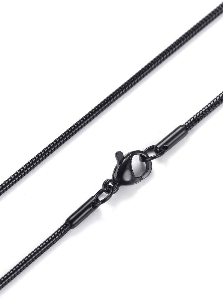 Premium Black Stainless Steel Vertical Bar Pendant with Black Snake Chain - Modern Minimalist Men's Necklace  - Image 4