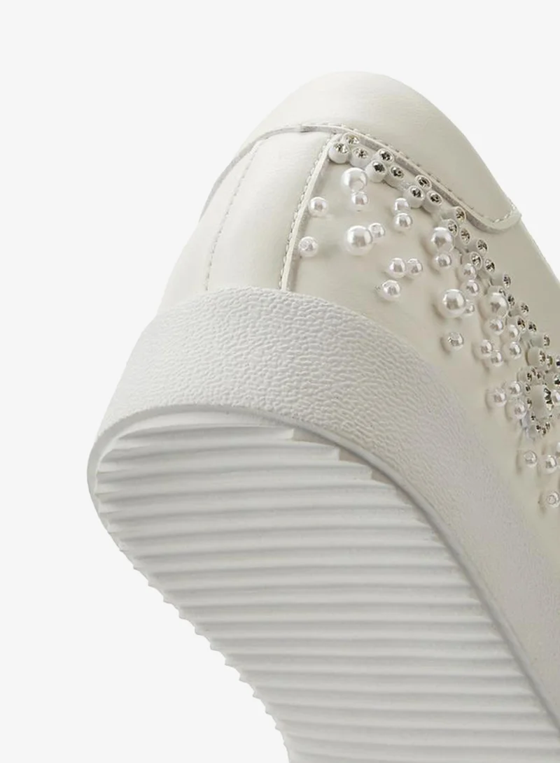 Celeste WHITE Women Embellished Lace-Up Sneakers for Women | Best Price UAE