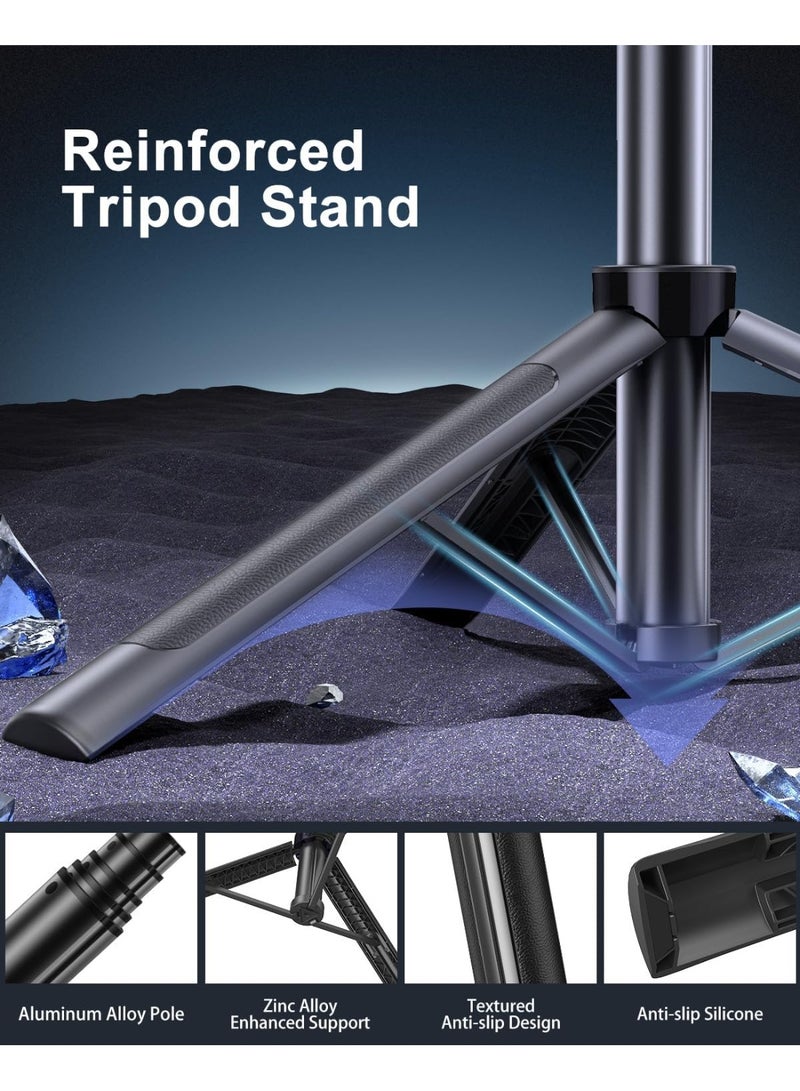 Phone Tripod with Fill Light and Rechargeable Remote – Aluminum Selfie Stick & Phone Stand Compatible with Smartphones, Cameras, Ring Lights, DJI, GoPro - Image 3