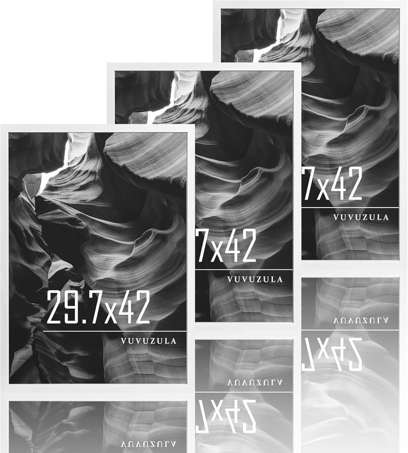 مجموعة من 3 أطر صور VUVUZULA، خشب الدردار، مقاس 40 × 60 سم، بلون بيج، إطار خفيف الوزن، مناسب للتعليق على الحائط، بمقاس A4 - Image 1