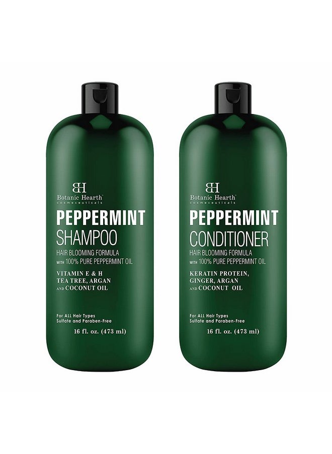 Botanic Hearth Peppermint Oil Shampoo And Conditioner Set Hair Blooming Formula With Keratin Fights Hair Loss & Thinning Promotes Hair Growthsulfate Free For Men And Women 16 Fl Oz X 2  - Image 2