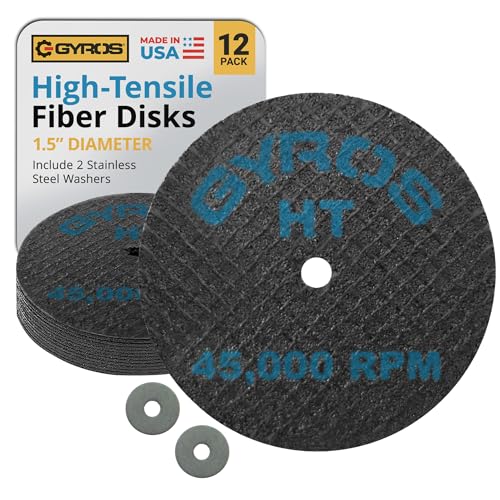 GYROS Cut-Off Wheels for Rotary Tools – 1.5” High-Tensile Fiberglass Reinforced, 12-Pack | Ideal for Cutting Hardened/Unhardened Steel, Steel Alloys, Hard Bronze, Metal | Made in USA 11-32156/12 - Image 1