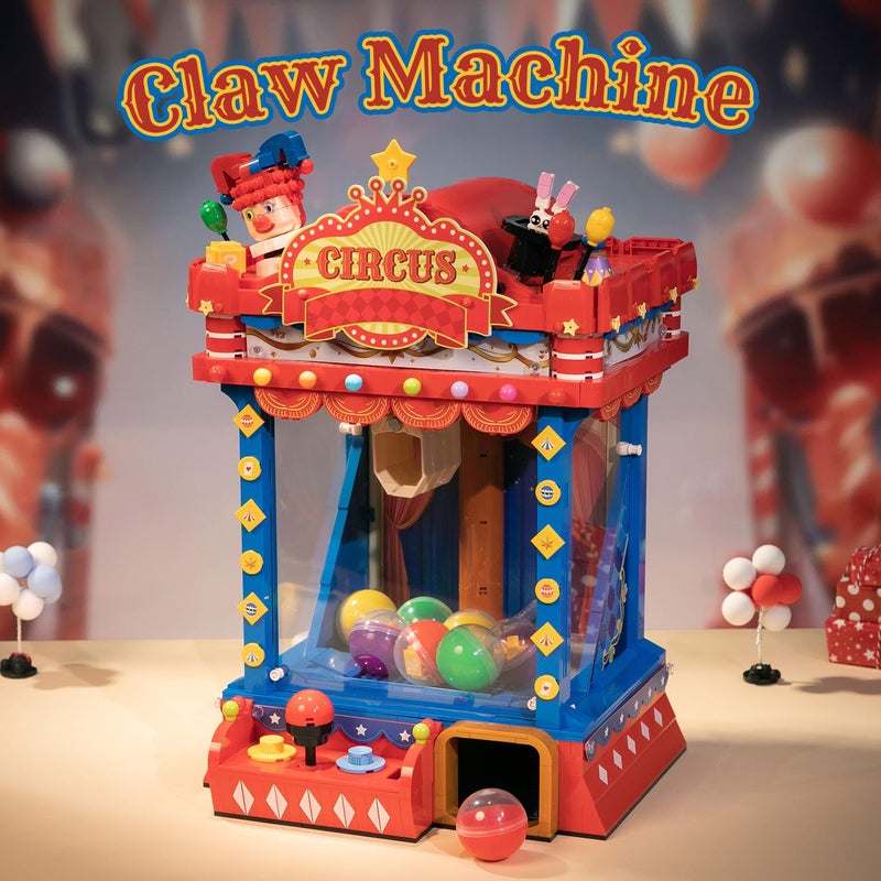 PANTASY Retro Circus Claw Machine Building Kit, Arcade Style Arcade Machine Block Model with Lights & Music, Interactive Collectible Building Set and Display Toy for Adults and Kids - Image 2