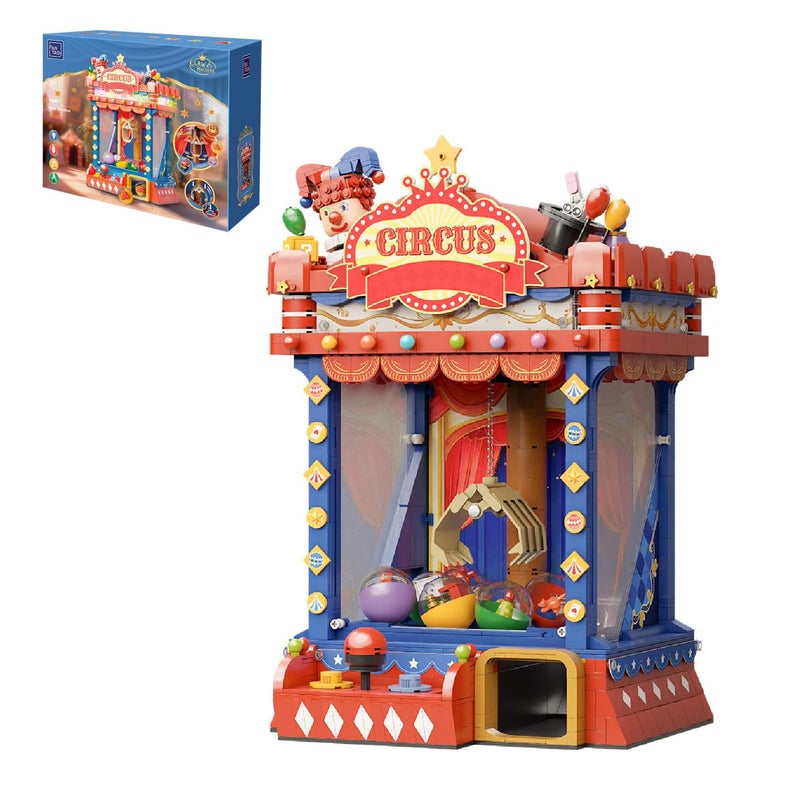 PANTASY Retro Circus Claw Machine Building Kit, Arcade Style Arcade Machine Block Model with Lights & Music, Interactive Collectible Building Set and Display Toy for Adults and Kids - Image 1