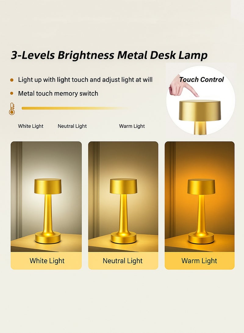 LED Table Lamp with Touch Sensor, 3 Modes, Stepless Dimming, Energy-Saving Portable Rechargeable Cordless Desk Lamp, Suitable for Bedrooms, Kids Nursery, Restaurants, Nightstand, Terraces, Hotels, Bedside Lamps  - Image 4