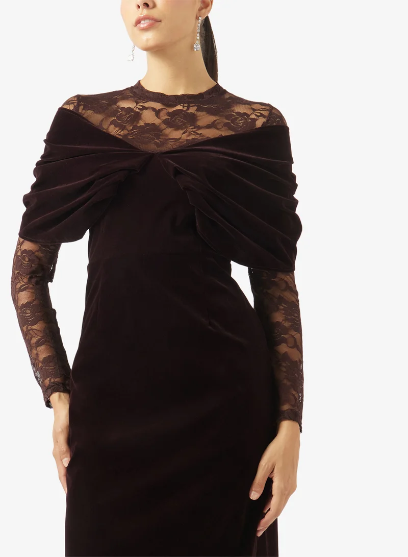 Ella  Off Shoulder Dress With Lace Sleeves for Women | Best Price UAE