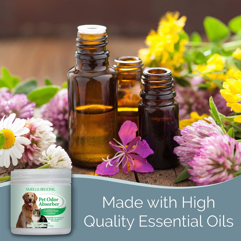 SMELLS BEGONE Air Freshener Odor Absorber Gel - 15 oz, Pack of 2 - Absorbs and Eliminates Odor in Pet Areas, Bathrooms, Cars, & Boats - Made with Essential Oils - Calming Rain Scent - Image 3