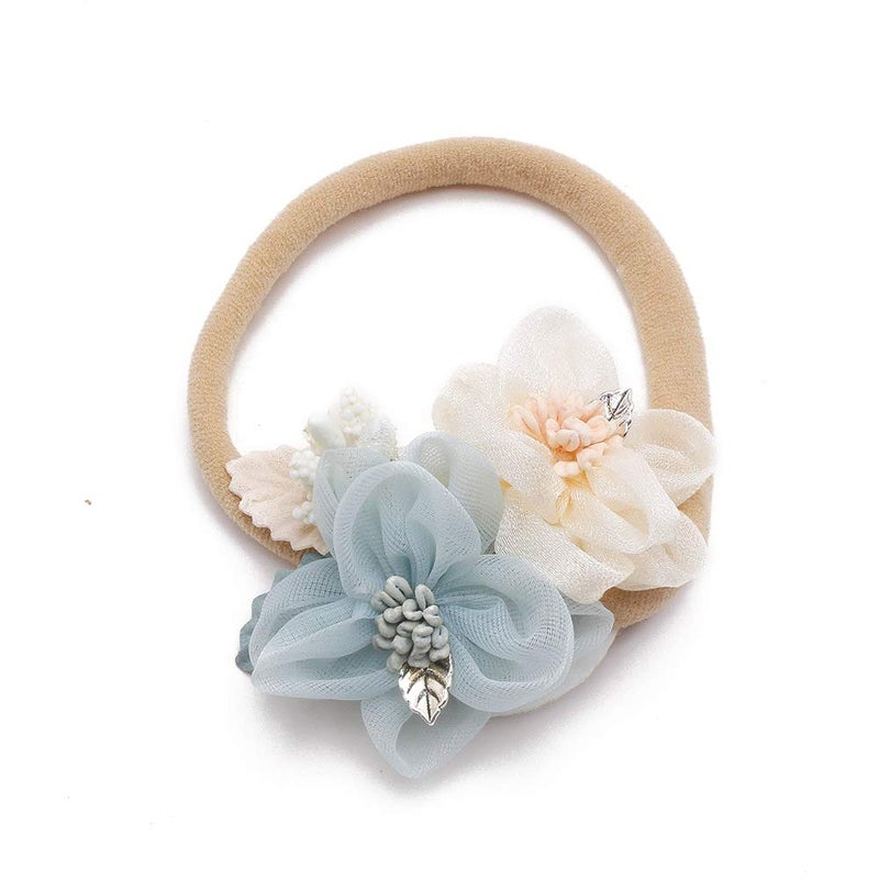 mligril Baby Girl Nylon Headbands Flower Hair Bows Accessories-Elastic Hair Band Crown Handmade FLoral Wraps Birthday Gifts for Girls Newborn Infant Toddler 4Pcs - Image 5