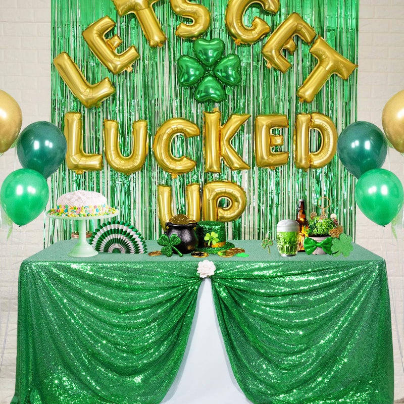 Poise3EHome Green Sequin Tablecloth 90x132 Inch  Green Tablelcoth Sparkly Tablecloth for Christmas Birthday Party Graduation Decor - Image 1