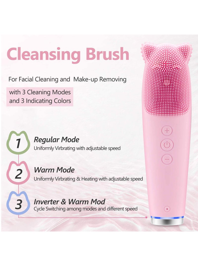 Arabest - Power Face Scrubber with 7 Speed Modes Cat-Shaped Waterproof Anion Import with 42℃ Heating Massage - Image 1