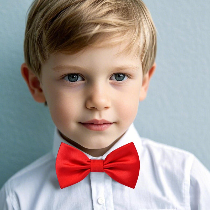 Branduce Red Bow Ties for Boys Pre Tied Toddler Bow Tie Adjustable Silk Blend Kids Bowties for Wedding Party (BB12-44) - Image 2