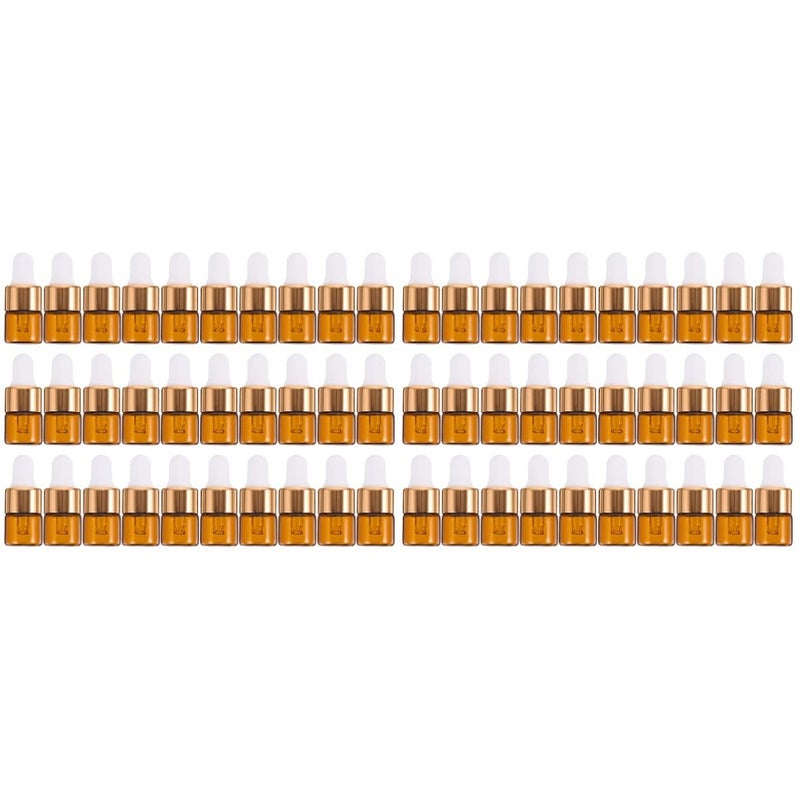 cheekyglo 60pcs Empty Dropper Container Portable Cosmetic Bottle, Liquid Perfume Mini Diffuser Vial Pipettes Oil Oils for Vials Small Containers Glass Round Bottle Refillable - Image 1