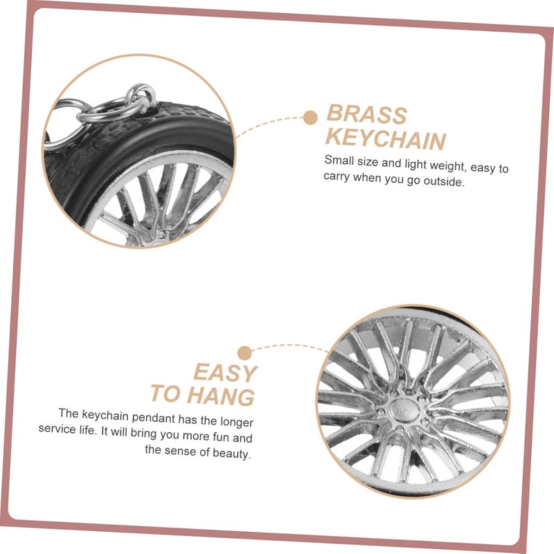 OUNONA 2pcs Cool Automotive Key Pendant Tire Keychain for Men Car Keyring Accessories Keychains Car Wheel Design - Image 2