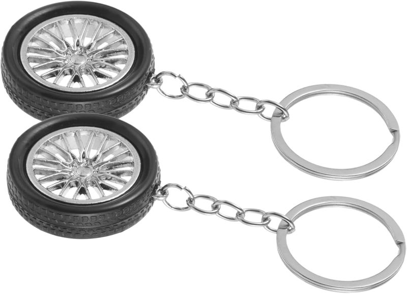 OUNONA 2pcs Cool Automotive Key Pendant Tire Keychain for Men Car Keyring Accessories Keychains Car Wheel Design - Image 1