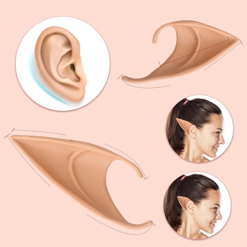 klarako 2PCS Cosplay Fairy Pixie Elf Ears oft Pointed Tips Anime Party Dress Up Costume Masquerade Accessories for Christmas - Image 3